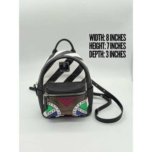 MCM X-Mini Stark Striped Roboter Mixed-Media Backpack*one strap - Picture 9 of 14